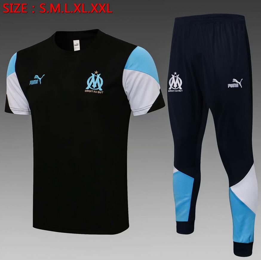 2021/22 Marseille Black Training Kits Shirt with Pants